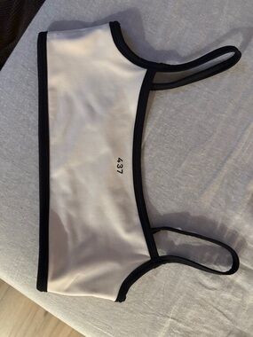 437 Black Trim White Bra Top